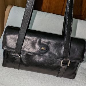 The Bridge black leather shoulder bag.